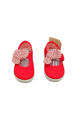 Victoria Slip On Bow Shoes (Red)