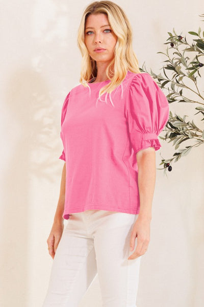 Ladies Solid Knit Pink Blouse