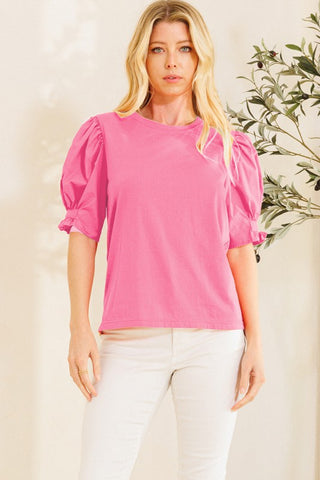 Ladies Solid Knit Pink Blouse