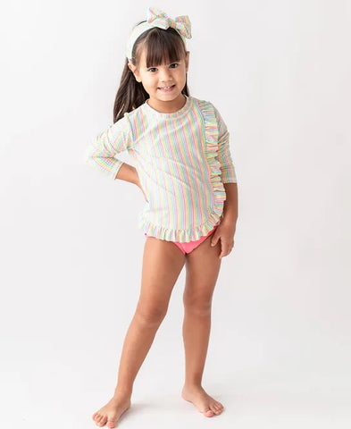 Rainbow Seersucker Rash Guard 2 Piece