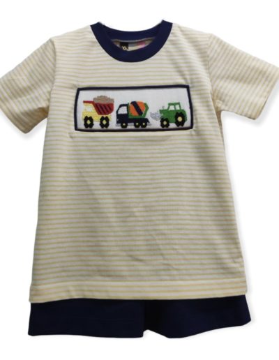 Construction Smocked Boys Short Set