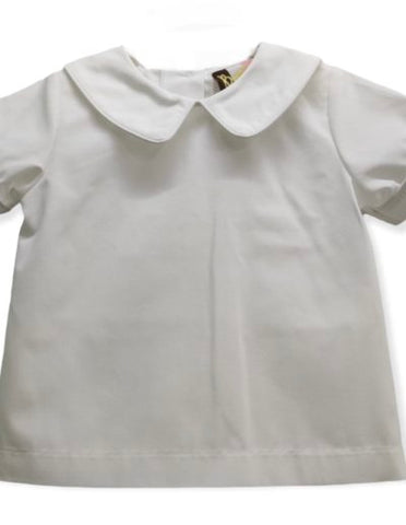 Boys White SS Piped Shirt