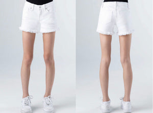 Ceros White Denim Frayed Shorts