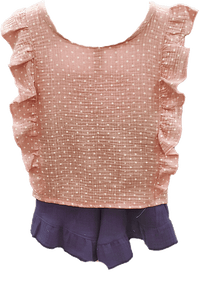 Pink Dot and Navy Short Set
