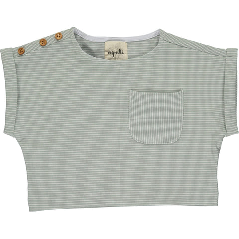Kassie T-Shirt- Grey/White Rib Stripe