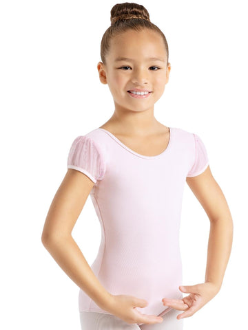 Capezio Puff Sleeve Pink Leotard