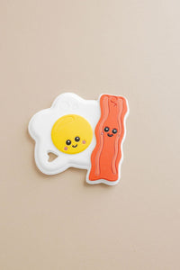 Three Hearts Eggs and Bacon Silicone Teether