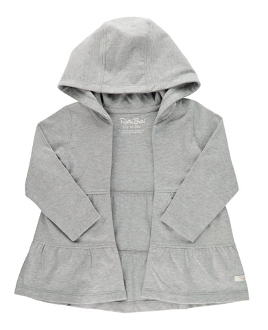 Gray Melange Tiered Lightweight Hooded Cardigan