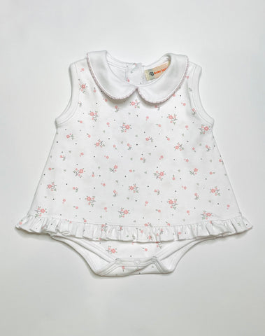 White and Lt. Pink Floral Onesie