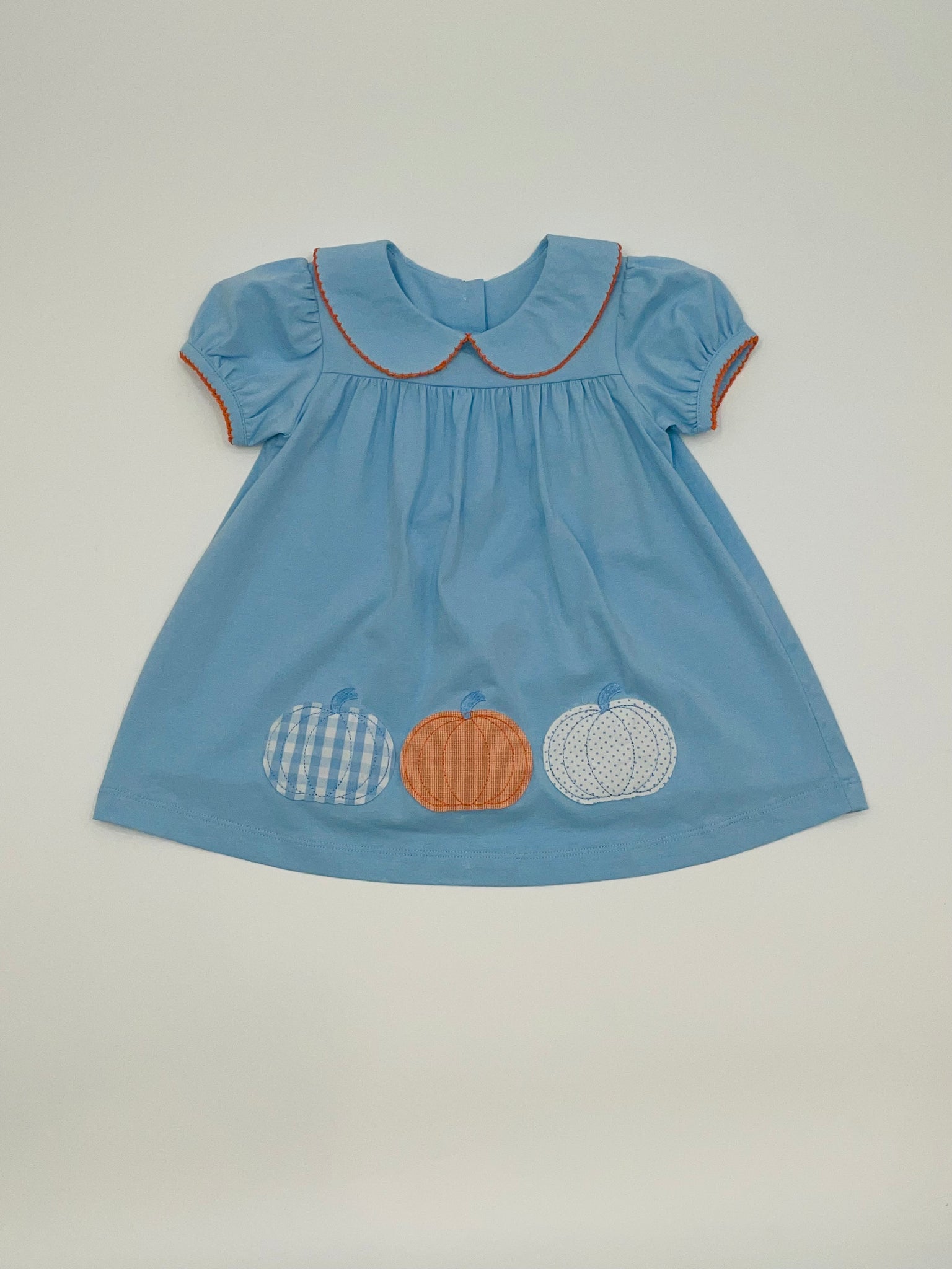Pumpkin Appliqué Blue Dress
