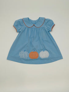 Pumpkin Appliqué Blue Dress