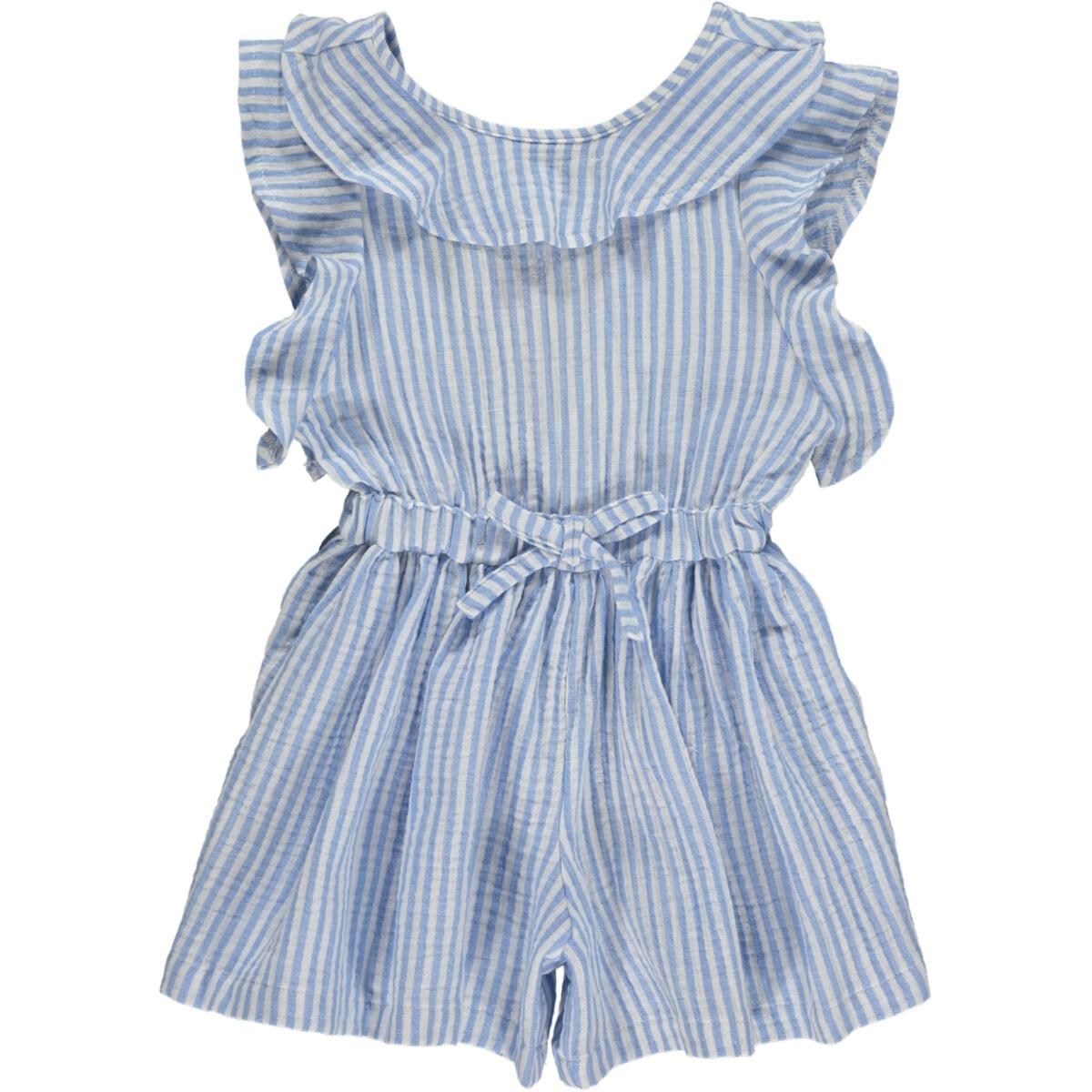 Sandy Romper-Blue Stripe