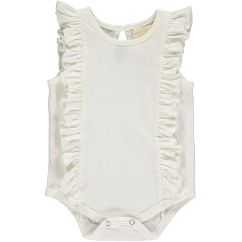 Ruffle Onesie-Ivory