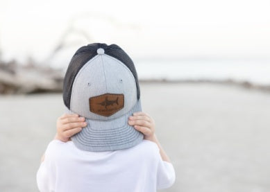 Saltwater Boys Co. Leather Logo Hat- Grey/Black